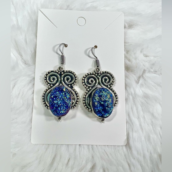 Titanium Druzy 925 Pendant & Earrings Set - Picture 9 of 15